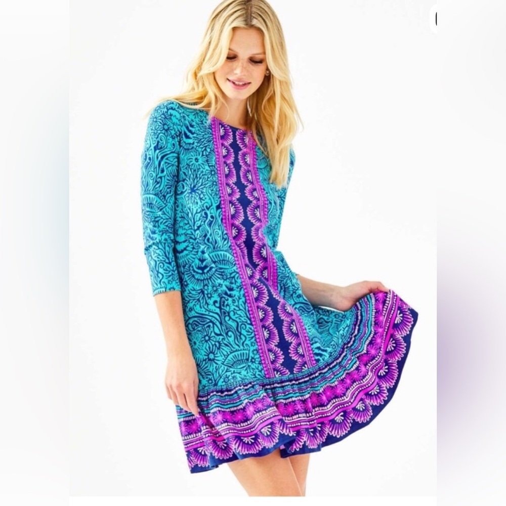 Lilly Pulitzer Ophelia Dress ruffle hem. EUC. Bermuda Blue. $178 retail